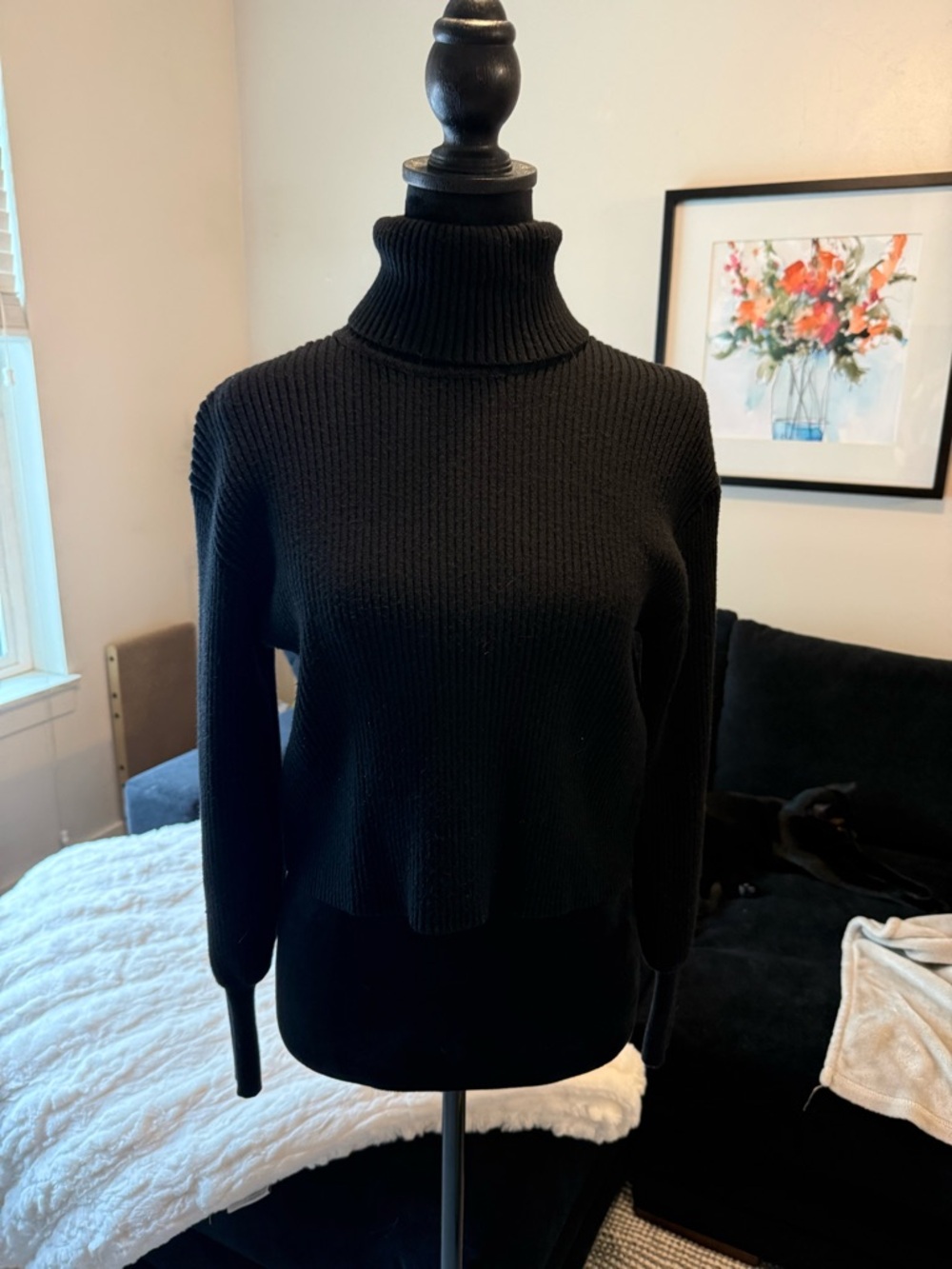 Express Black Ribbed Turtleneck Sweater